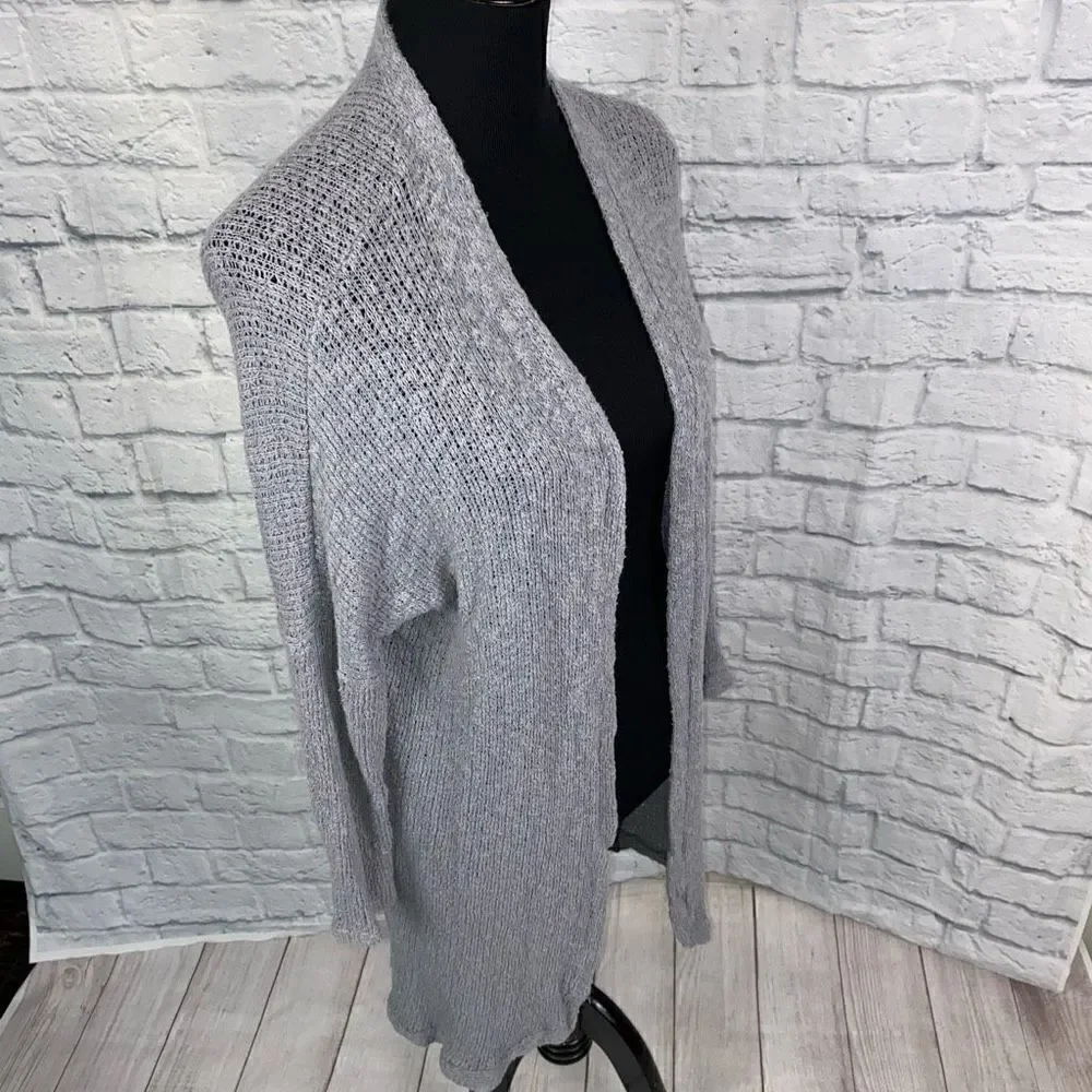 Say what women S cotton blend grey open front knit long cardigan